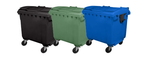 Set 3 eurocontainere din plastic 1100 litri colectare selectiva