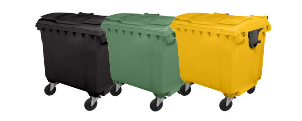 Set 3 eurocontainere din plastic colectare selectiva