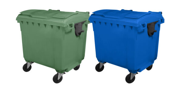Set 2 eurocontainere noi 660 litri verde si albastru